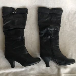Black heeled just blow knee boots